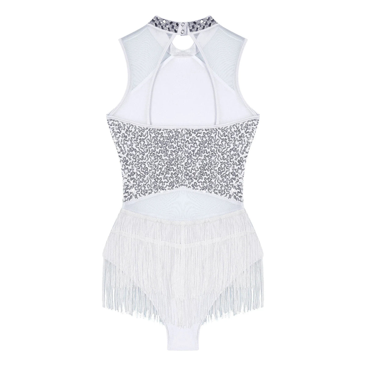 Sparkly Sequin & Fringe Dance Dress with Gloves Latin Stage Performance Costume