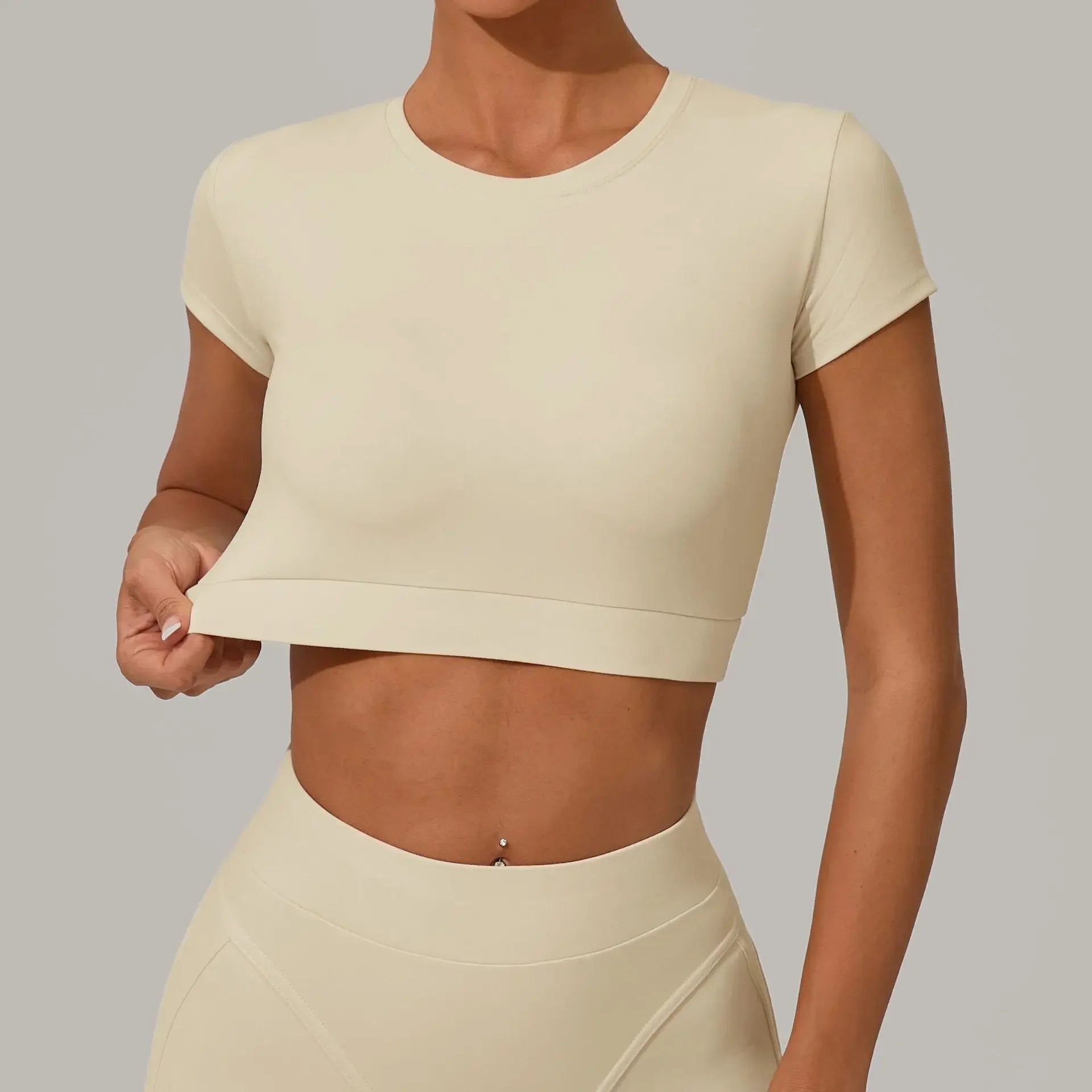 Yoga T-shirt Women's Short Sleeved Sports T-shirt Quick Drying Workout Short Sleeved Pilates Running Tights Exercise Fitness Top