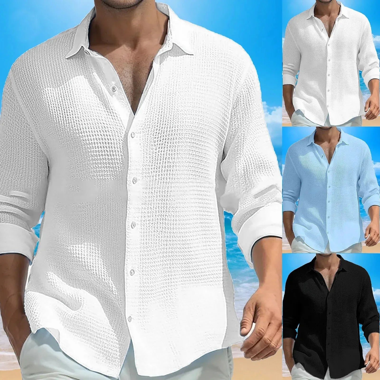 Men’s Waffle Long Sleeve Top LUXLIFE BRANDS