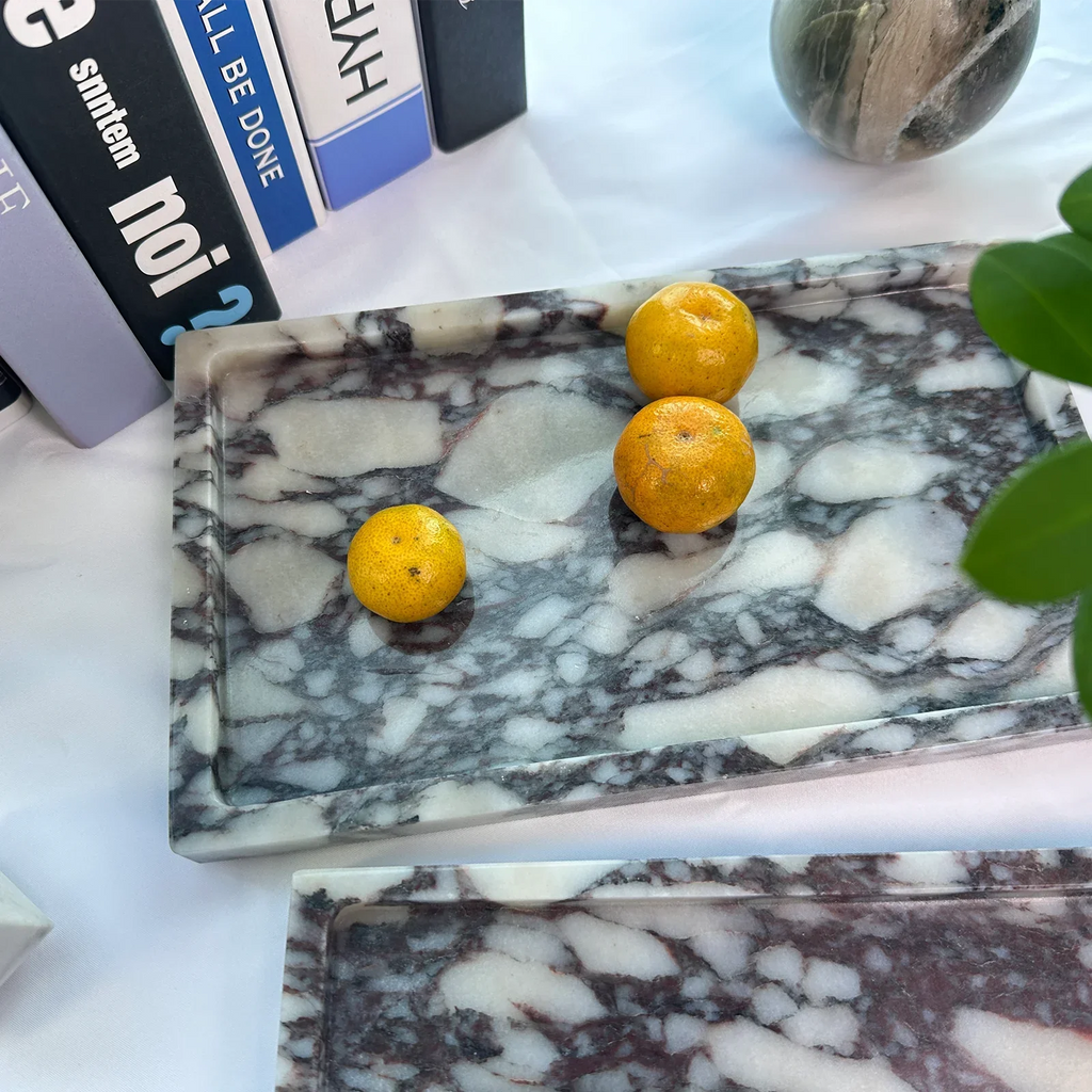 Calacatta Viola Marble Vanity Tray, 10x6in