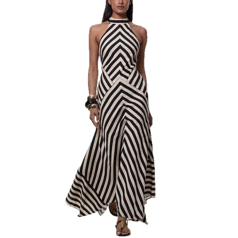 Summer Women Stripe Guest Mermaid Dress Elegant Halter Backless Corset Slim Cocktail Party Evening Celebrity Dress Prom Gown Luxlife Brands