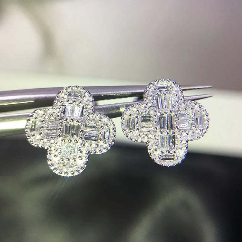 Gorgeous Princess Square CZ Stud Earrings for Women Weeding Engage Evening Party Female Delicate Earring Fashion Jewelry LUXLIFE BRANDS