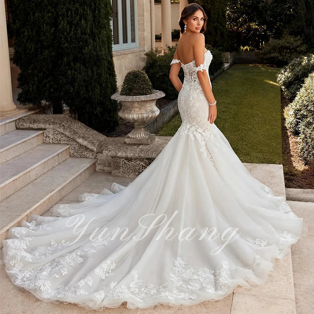 Luxury Lace Sweetheart Trumpet Tulle Wedding Dress LUXLIFE BRANDS
