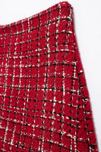 HH Women Fashion Red Texture Skirt Sets Single Breasted Lapel Jacket Coat Side Zipper Shorts Skirts High Street Lady Outfit Luxlife Brands