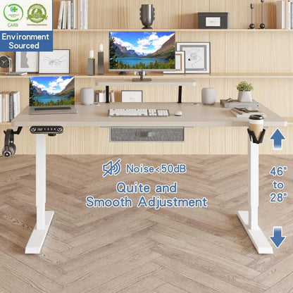 Adjustable Height Sit Stand Up Desk with Storage Shelf