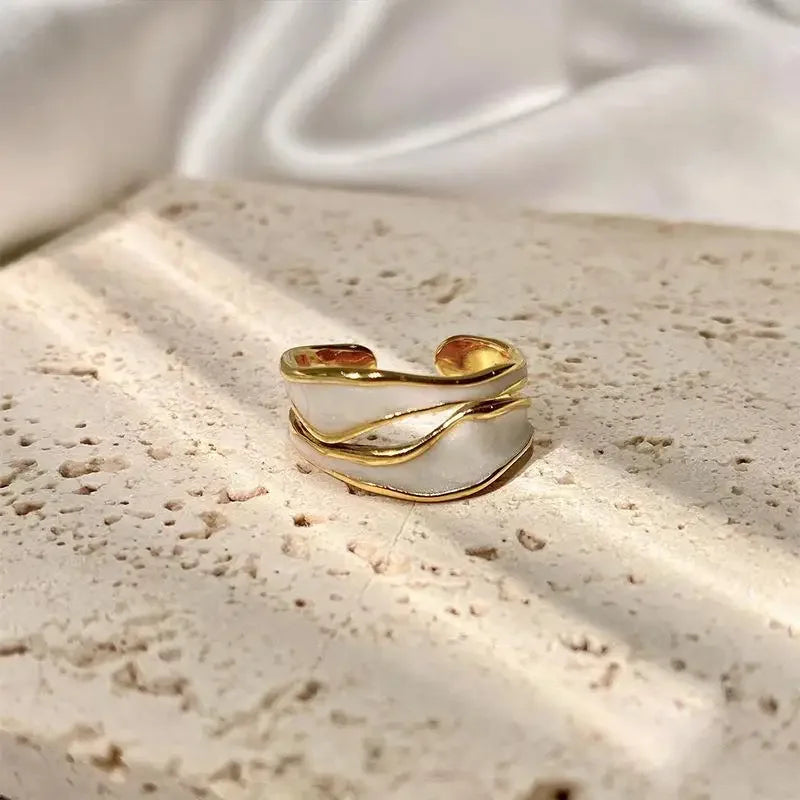 Stainless Steel Black White Heart Rings For Women Gold Color Oil Drip Open Couple Rings Wedding Jewelry Gift Bijoux Femme Luxlife Brands