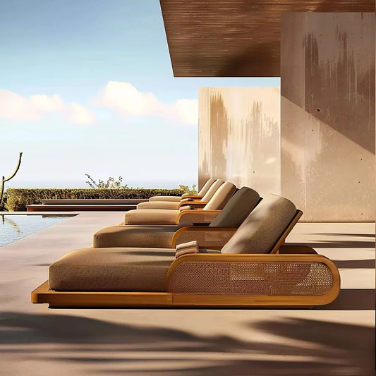 Best-selling Outdoor Teak Wood Sunbed Customized New Lounger Luxury Outdoor Chaise Lounge