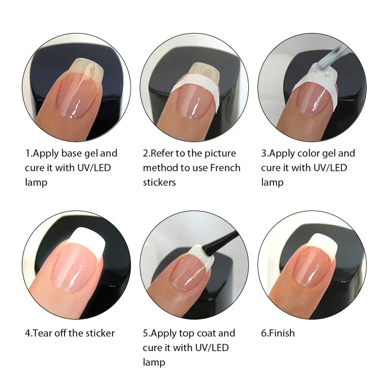 White French Manicure Nail Sticker Stencil LUXLIFE BRANDS