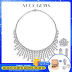 ATTAGEMS Real Moissanite Jewelry Set for Women D VVS1 S925 Sterling Silver Luxury Ring Earrings Bracelet Necklace  Wedding Gifts Luxlife Brands