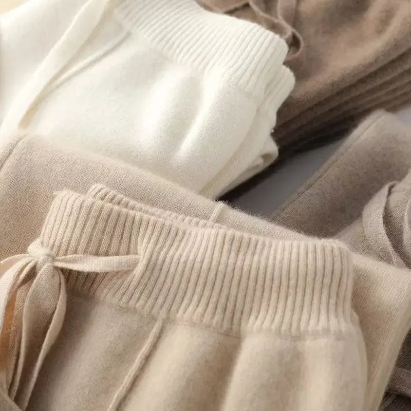 Merino Wool Knitted Wide Leg Pants Luxlife Brands
