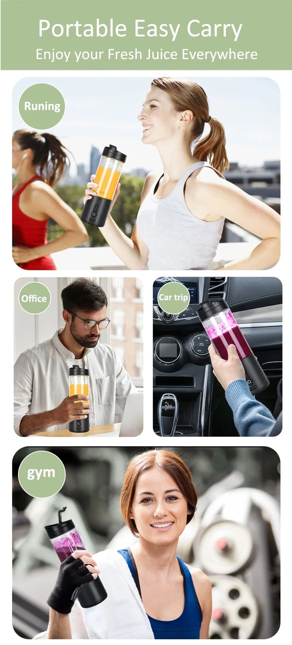 PulseMate Mini Portable Blender USB Charging