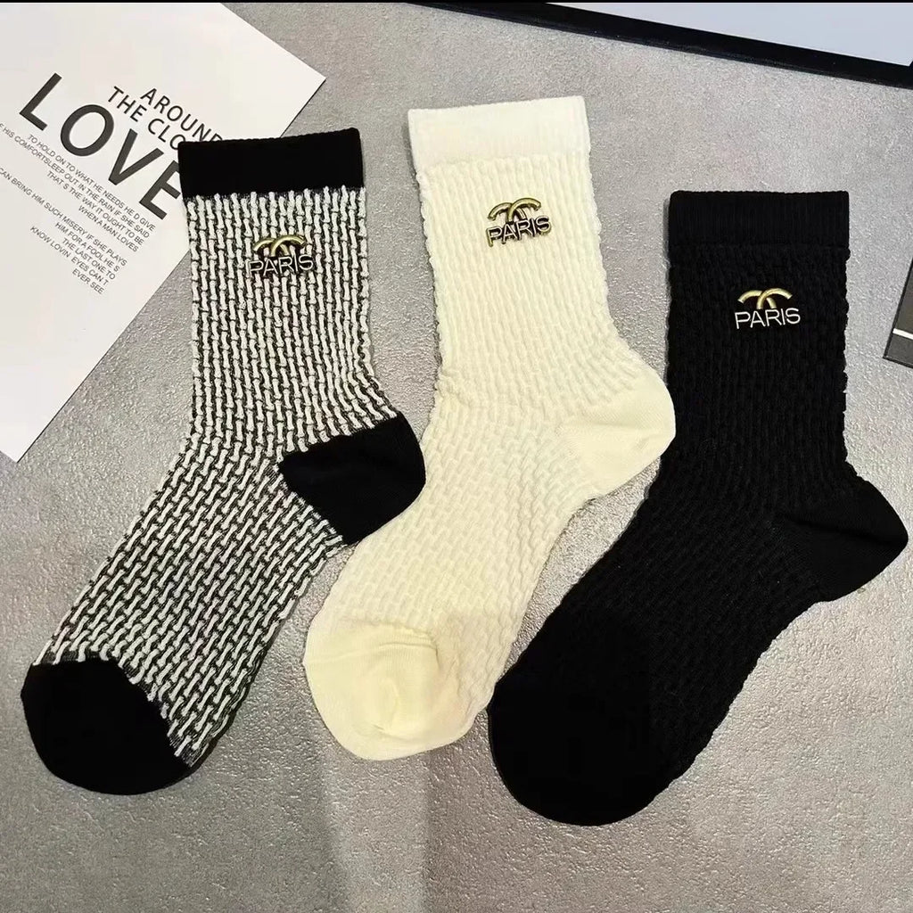 Retro Metal Letter Label Socks Brand Designer Sock Europe Letter Cotton Luxury Socks Sexy Warm Personality Fashion Boots Socks LUXLIFE BRANDS