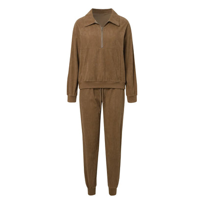 Half Zip Sweatshirt & Drawstring Sweatpants Set