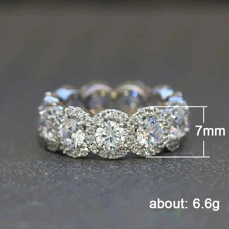 Huitan Sparkling Cubic Zirconia Promise Rings for Women Wedding Engagement Bands Silver Color New Modern Fashion Female Jewelry