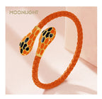 Double Snake Head Cuff Bangles Braided Leather Luxlife Brands