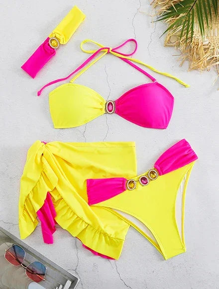 2025 Fashionable Women's Two-Piece Swimsuit - Vibrant Neon Green Color Perfect for Beach Wear and Pool Parties Summer Getaways Luxlife Brands