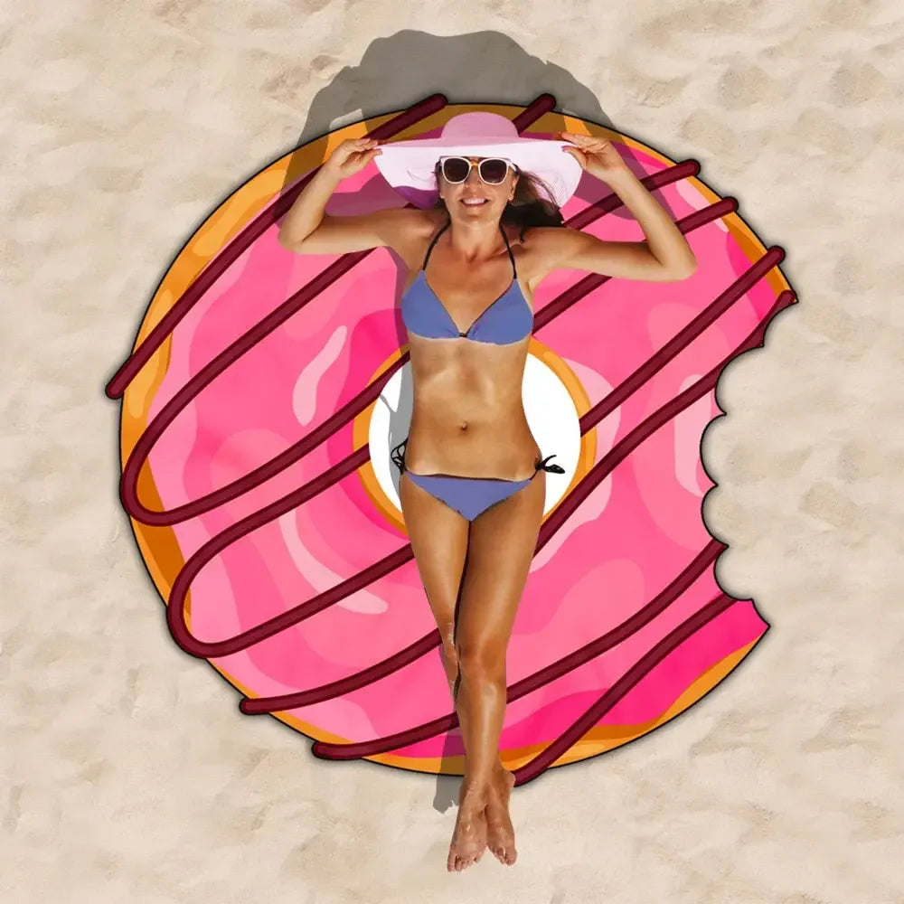 Donut Beach Mat Shaped Swimming Towels Beach Towel Irregular Towel Material Doughnut Mat Bath Towel Bath Robe Travel Towel Camp