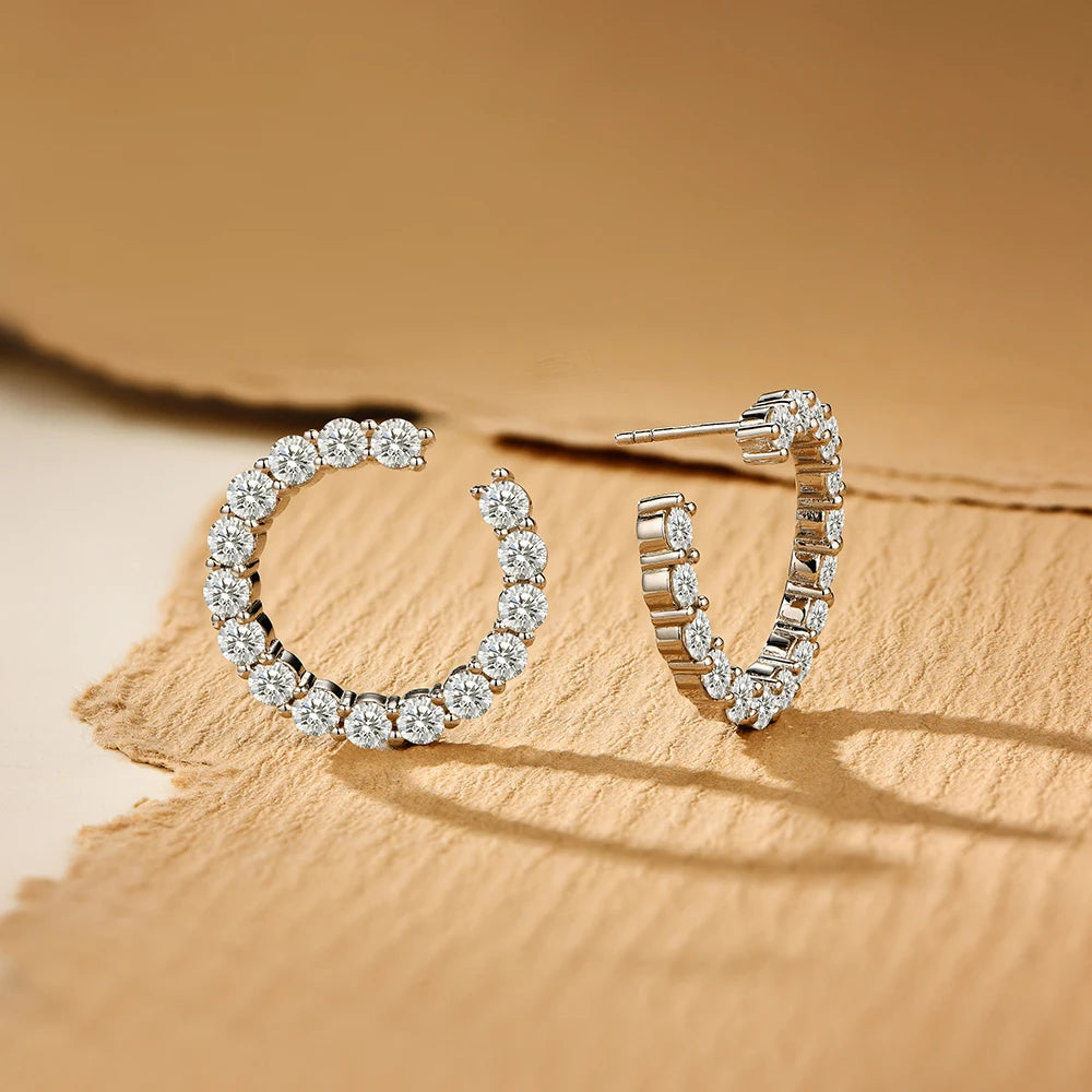 ATTAGEMS Moissanite Hool Earrings 925 Sterling Silver Passed the Diamond Test Wedding Earrings for Women Gift Fine Jewelry Band Luxlife Brands