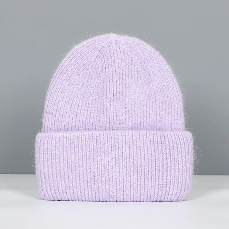 Women Winter Hat Real Rabbit Fur Winter Hats For Women Fashion Warm Beanie Hats Women Solid Adult Cover Head Cap