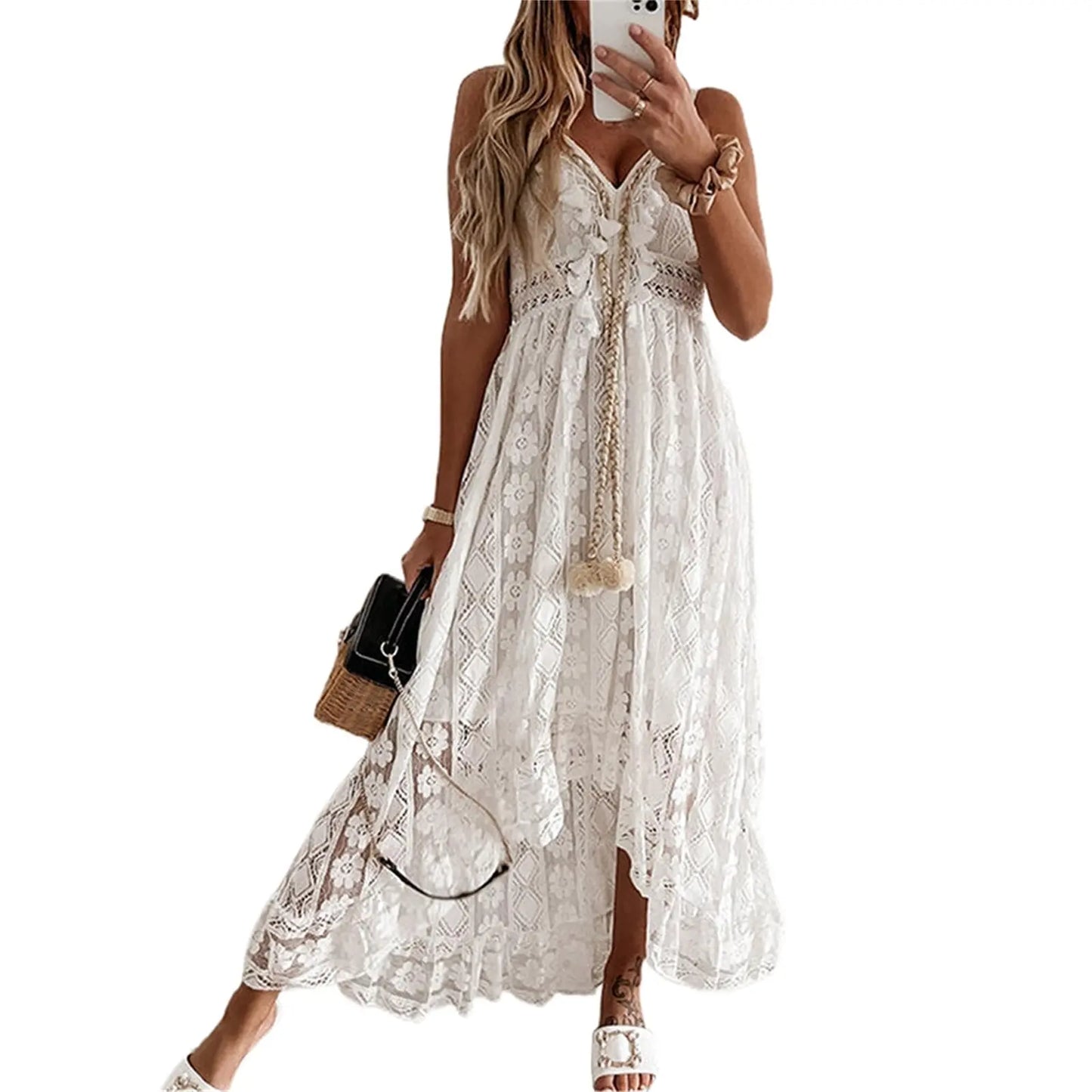 Summer White Dress For Woman 2023 Trendy Casual Beachwear Cover-ups Outfits New Boho Hippie Chic Long Maxi Dresses Elegant Party