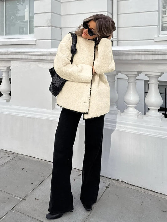 Bella Beige Teddy Coat