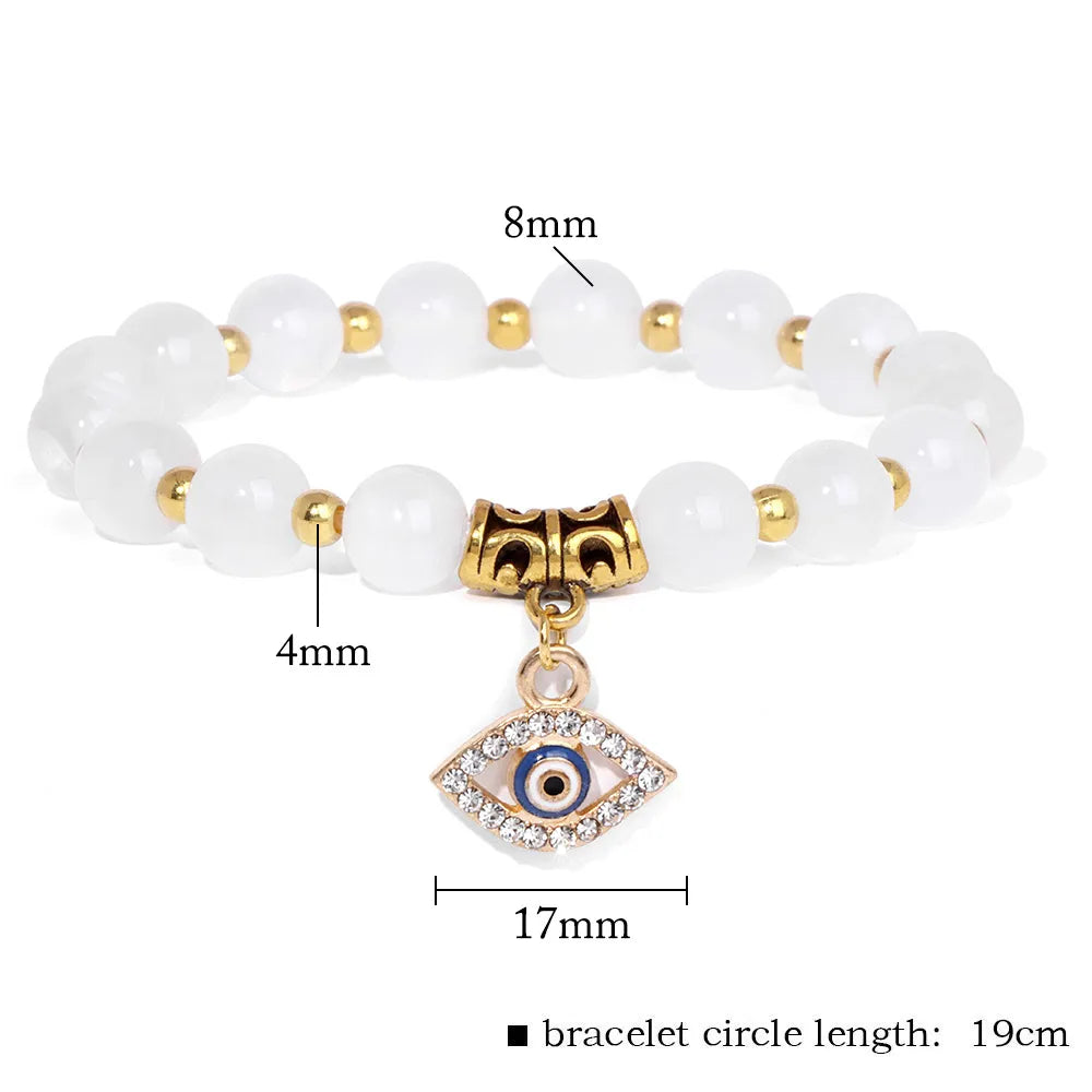Lucky Turkish Evil Eye Pendant Beads Bracelet Natural Stone With Card Charm Bangles Men Women Fashion Yoga Energy Jewelry LUXLIFE BRANDS