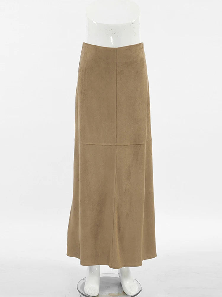 Autumn Maxi Suede Skirt