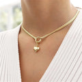 Simple Boho Fashion Metal Bead Chain Heart Shape Pendant Necklace For Women Female Vintage Punk Choker Jewelry Gift New