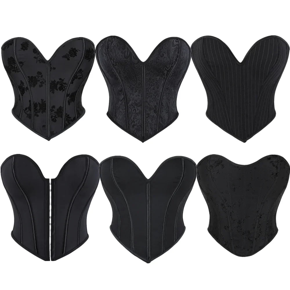 Vintage Lace-Up Overbust Corset Slim Crop Top