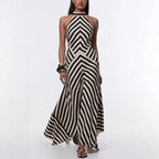 Summer Women Stripe Guest Mermaid Dress Elegant Halter Backless Corset Slim Cocktail Party Evening Celebrity Dress Prom Gown Luxlife Brands