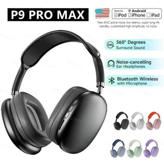 Original Air Max P9 Pro Wireless Bluetooth Headphones Noise Cancelling Mic Pods Over Ear Sports Gaming Headset For Apple iPhone LUXLIFE BRANDS