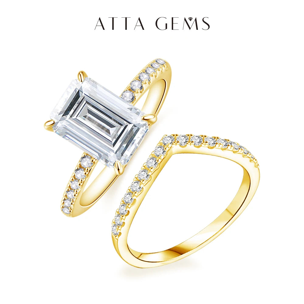 ATTAGEMS Moissanite Diamond Rings Jewelry Women Engagement Ring 925 Sterling Silver Jewelry Wedding Moissanite Band Ring