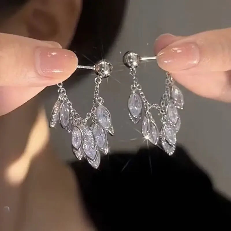 Fashion Luxury Geometric Dangle Drop Earrings for Women Wedding Party Jewelry Accessories Gorgeous Cubic Zirconia Bridal Brincos