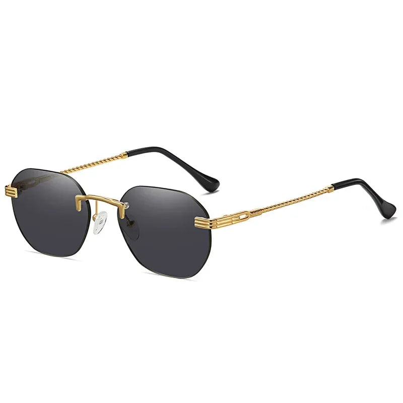Frameless Gold Metal Ladies Sunglasses Rimless Gradient Lens Blue Fashion Sun Glasses For Men Uv400 Summer 2023