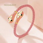 Double Snake Head Cuff Bangles Braided Leather Luxlife Brands