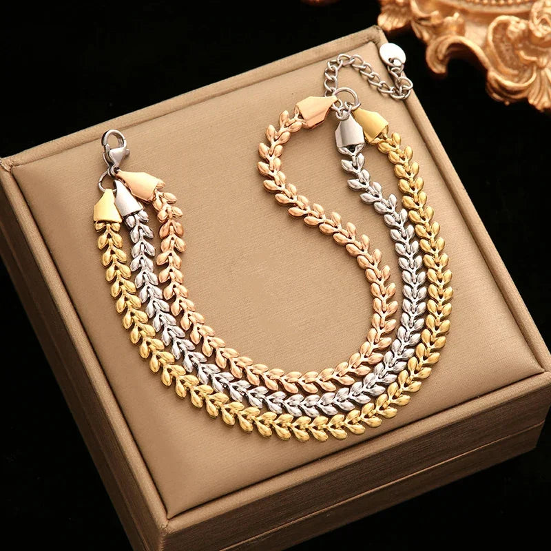 EILIECK 316L Stainless Steel Twisted Bracelet Bangles For Women Trendy 18K Gold Plated Wrist Chain Waterproof Jewelry Gift Party Luxlife Brands