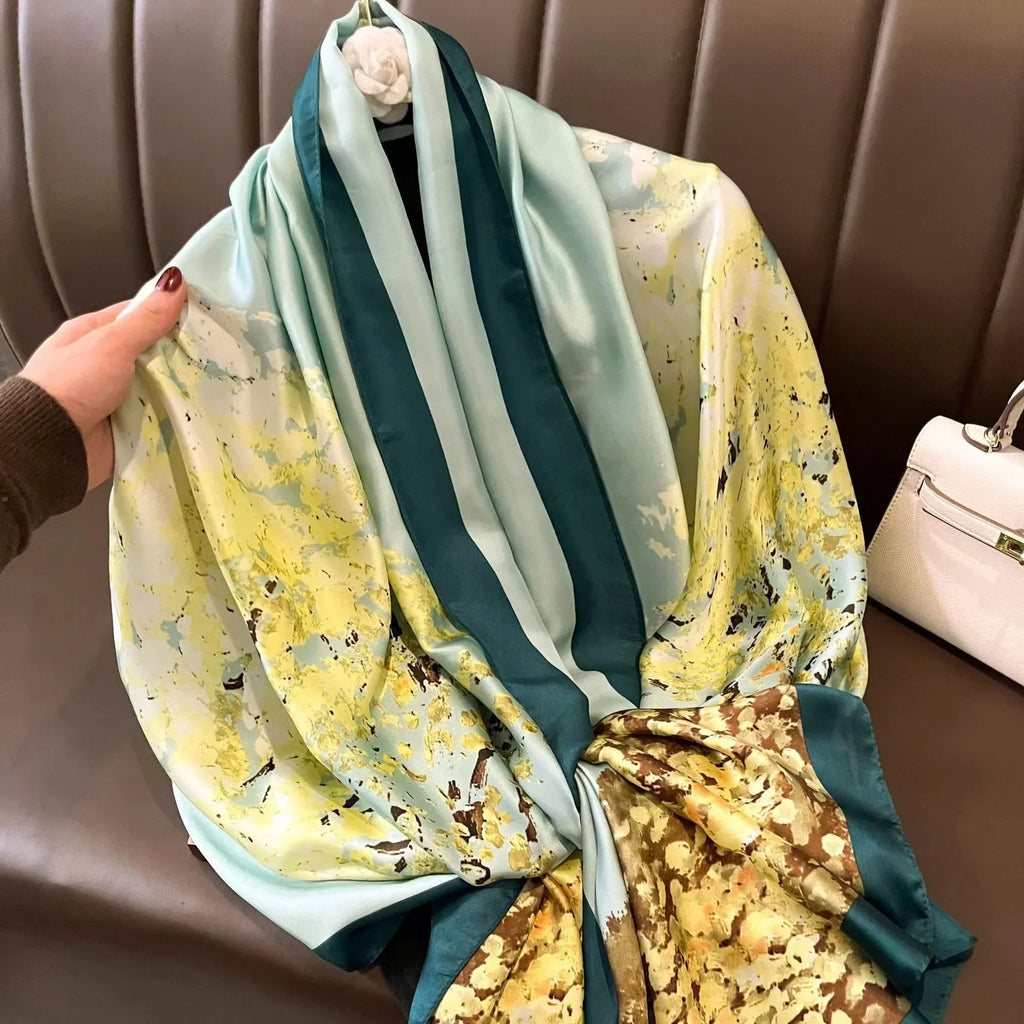 180*90cm Luxury Brand Spring Summer Autumn Women Clothing New Fashion Color matching printed silk scarf lady popular turba