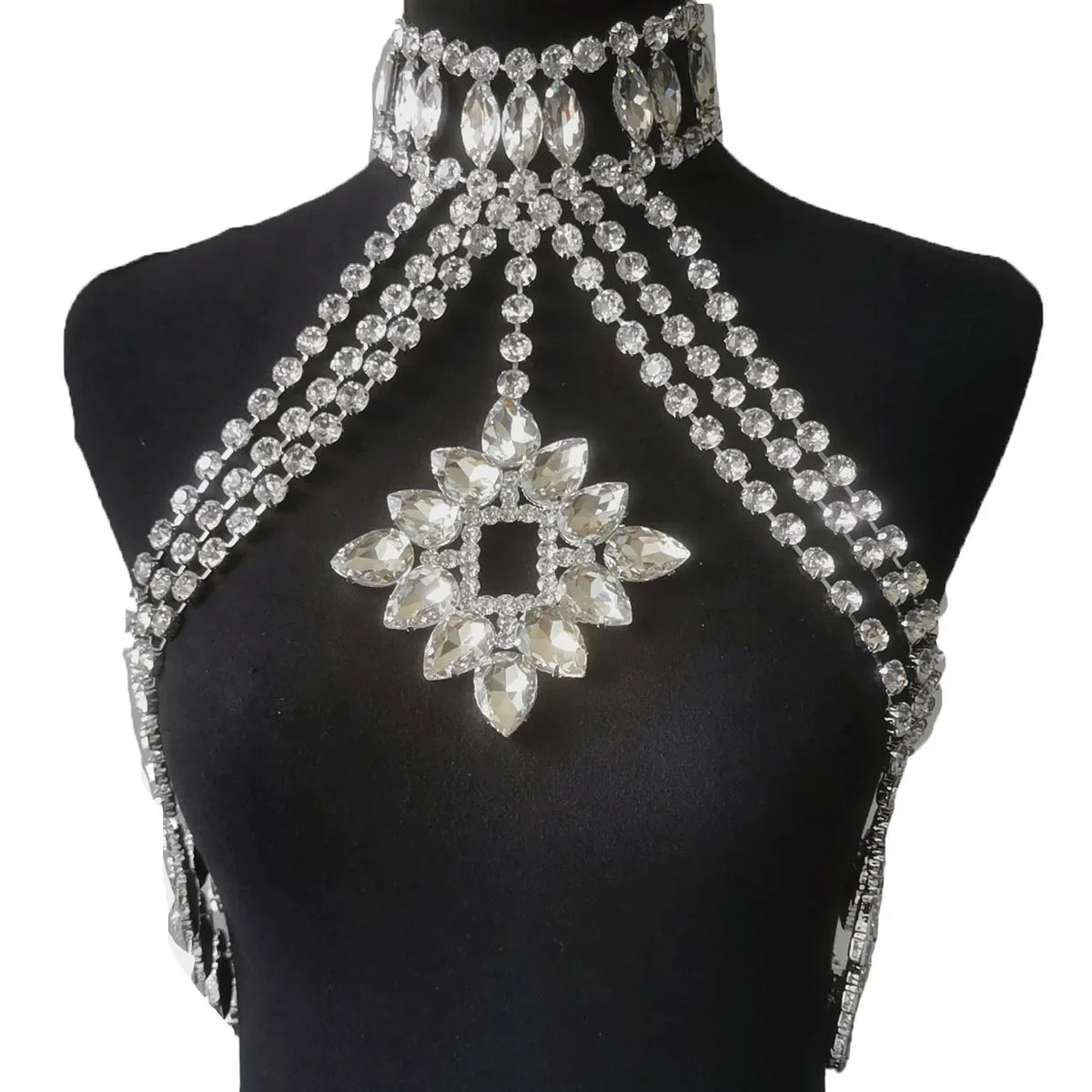 Glass Rhinestone Crystal Choker Body Jewelry