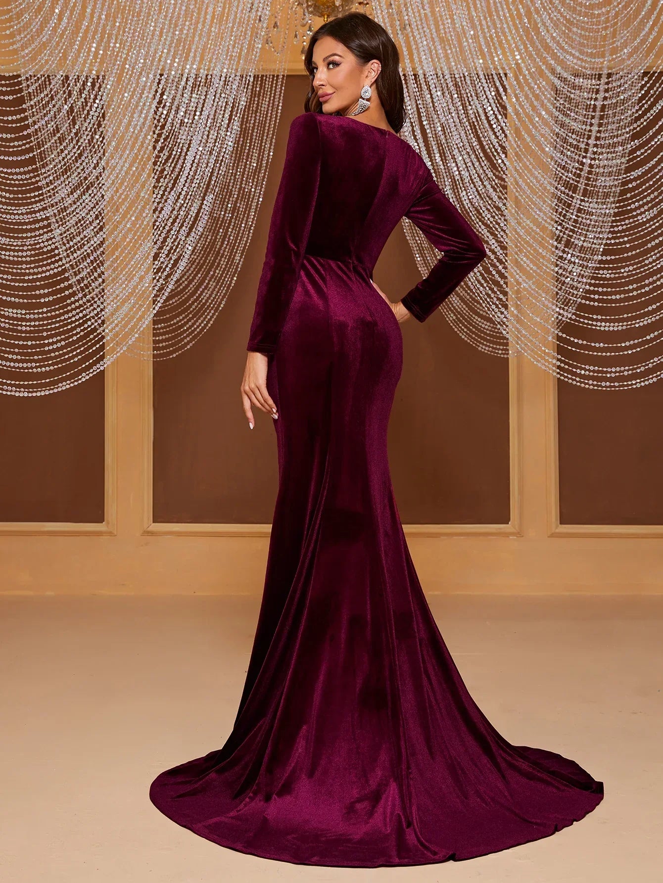 Velvet Off The Shoulder Mermaid Evening Dress LUXLIFE BRANDS