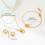 3 PCS Fashion Roman Digital Double Ring Pendant Necklace Bracelet Tiny Earrings Jewelry Set For Women Korean Style Daily Wear Luxlife Brands