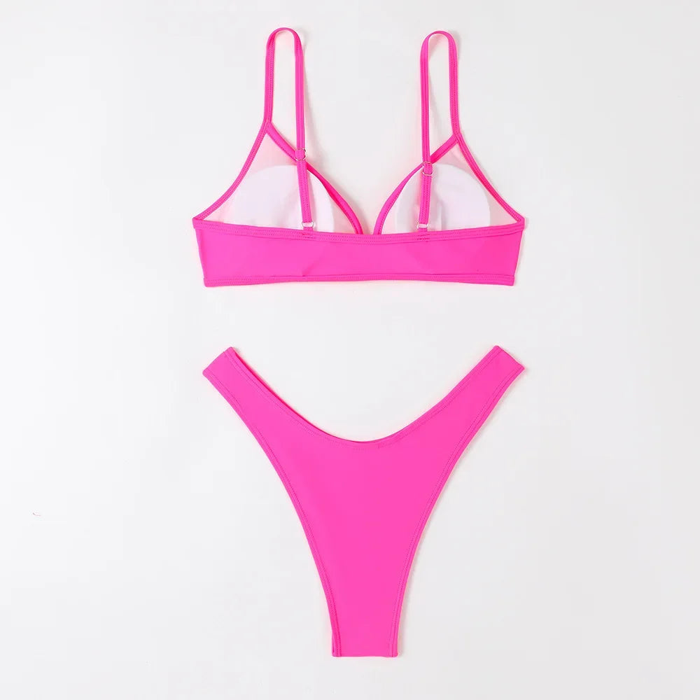 Hot Sale Of The Season New Pure Color Sexy Quick Dry Tight Bikini Swimwear for Holiday Hot Girl Cross-Border Bikini Set Women's Luxlife Brands