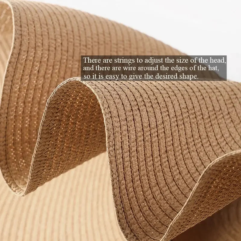70cm Oversized Wide Brim Sun Hat Travel Large UV Protection Beach Straw Hats Women's Summer Floppy Foldable Chapeaux Wholesale