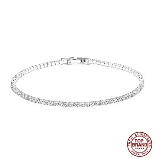 Double Row Moissanite Tennis Bracelet 3mm White Gold Plated Sterling Silver Lab Diamond with GRA Bracelet For Women Men Luxlife Brands