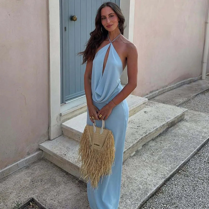 Avrilyaan Hollow Out Backless Sexy Two Piece Set Crop Top And Maxi Long Skirt Women Set Elegant Casual 2 Piece Set Women Set Luxlife Brands