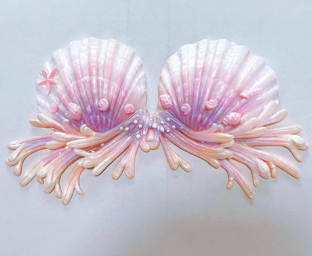 Realistic Woven Star Silicone Mermaid Bra Strapless Underwater Photoshoot Costume Top
