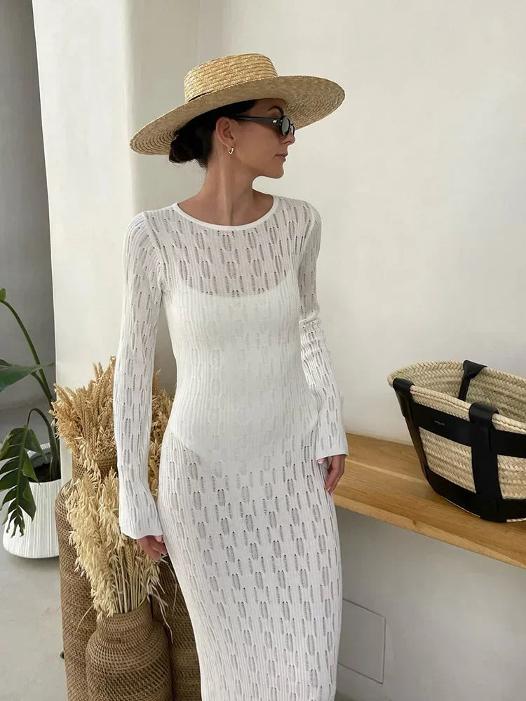 Long Sleeve Beach Maxi Dress