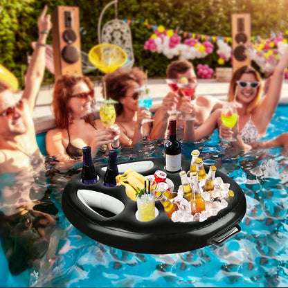 Black Pool Party Inflatable Cooler, Cup Holder and Tray