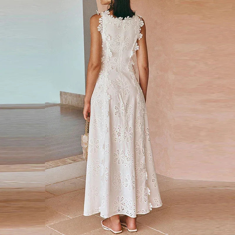 Pristine White Lace Evening Dress Luxlife Brands