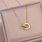 Luxury Elegant Crystal Circle Choker Fashion Roman Digital Stainless Steel Gold Silver Color Pendant Necklaces for Women Jewelry Luxlife Brands