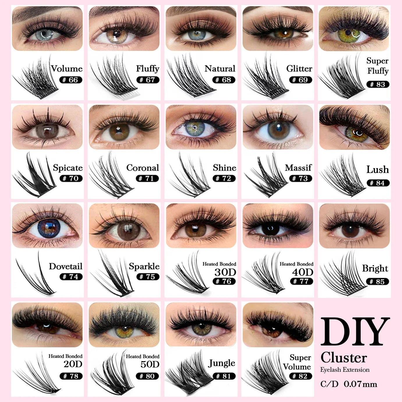 DIY 144 Cluster Lashes YUANZHIJIE free ship Segmented Beam Natural C/D Curl Individual Mink Eyelashes Makeup Supplies at home LUXLIFE BRANDS